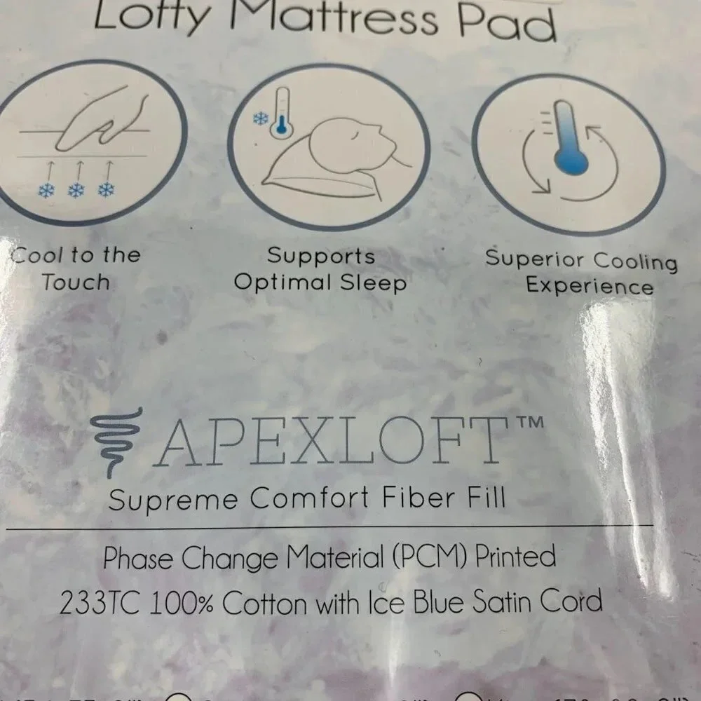 Allied Home Lofty Mattress‎ Pad Apex Cooling Comfort Mattress Pad Size Full NWT